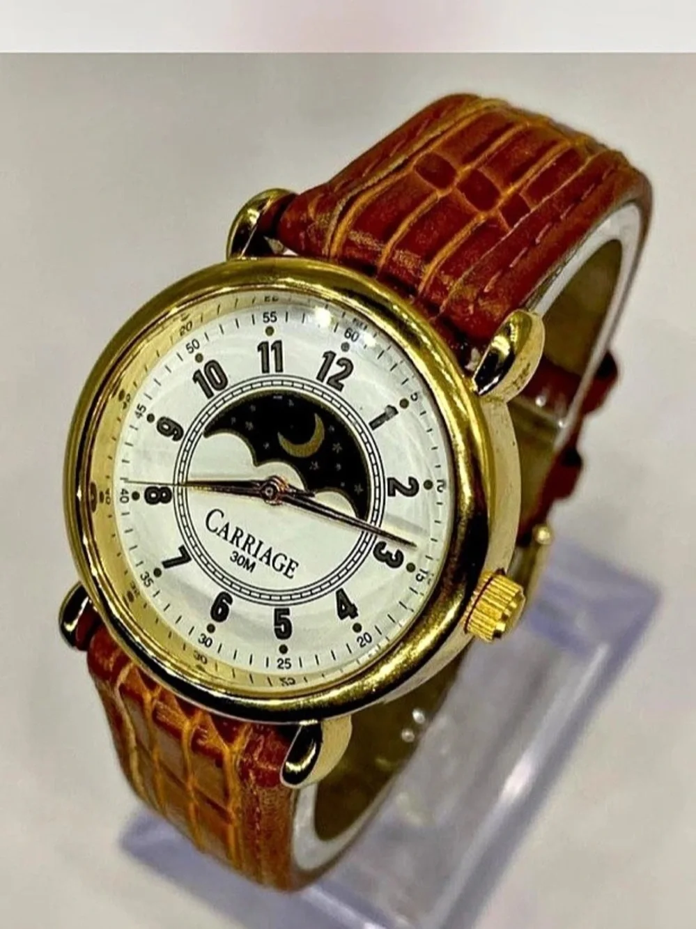 Luxury ^^^ Ladies * Carriage by Timex Carriage Moon Phase Watch Tan / Gold ^^^